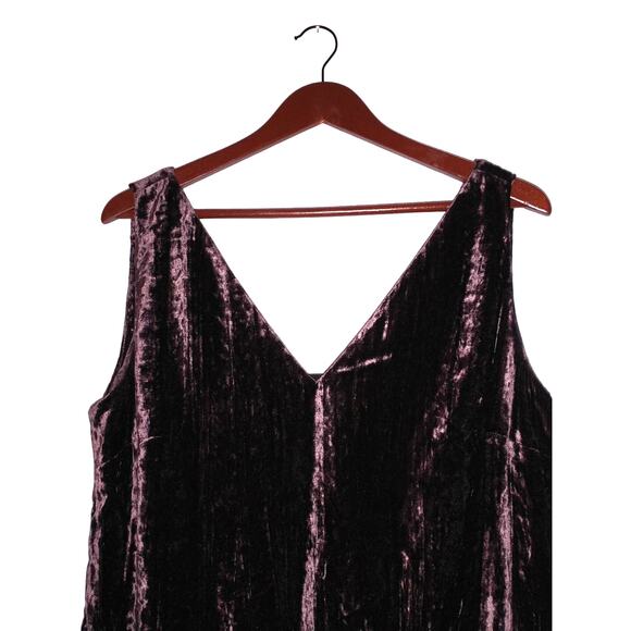 French Connection Women’s Purple Velvet Cocktail Dress Size 10 Double V-Neck - Picture 6 of 16